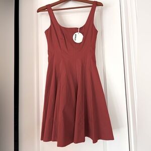 STAUD Mini Wells Dress, NWT, Size 2, color: Rust